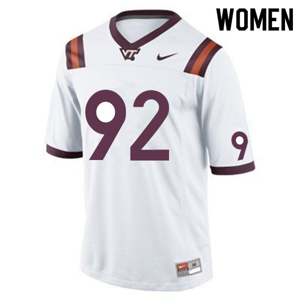 Women #92 Mark Applegate Virginia Tech Hokies College Football Jerseys Sale-White - Click Image to Close
